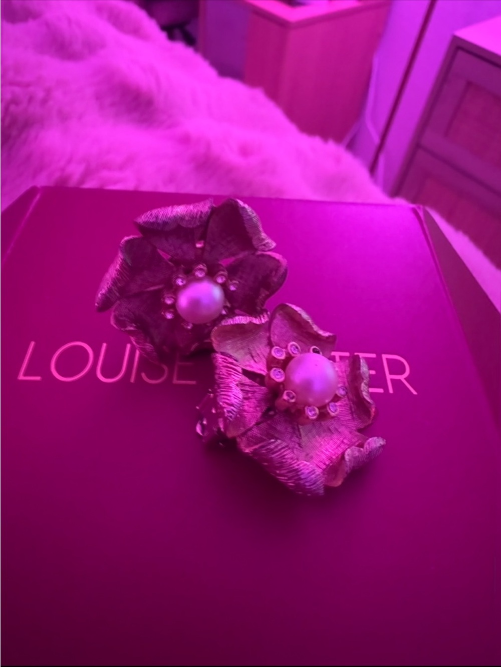 Gold Floral Pearl Earrings - Gold and Pearl